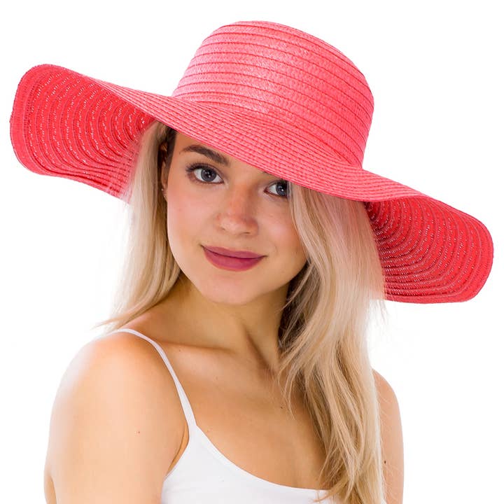 Cap Zone - Wholesale Straw Hat - Women's - Thin Light-Weight Floppy Straw Beach Sun Hat