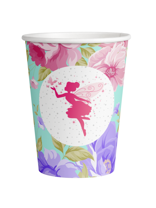 Dream Party - Wholesale Disposable Cup - 8 Floral Fairy Cups 250 ML0