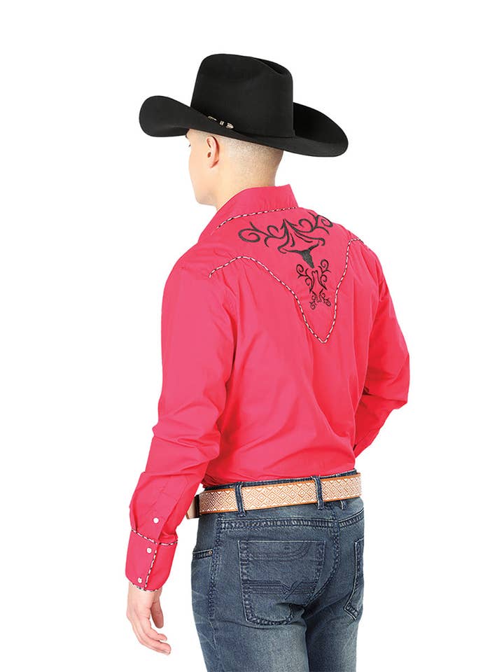 El General Embroidery Western Shirt Red/Black 42889 for wholesale by El General Western Wear