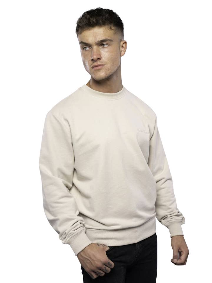 Crew Neck Unbrushed Stonewashed Sweatshirt Stone for wholesale by Antonio Falcone