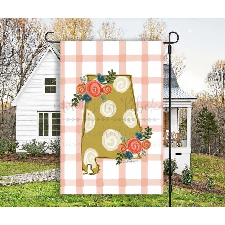Alabama-Gartenflagge mit Blumenmuster für den Großhandel von Doodles By Rebekah