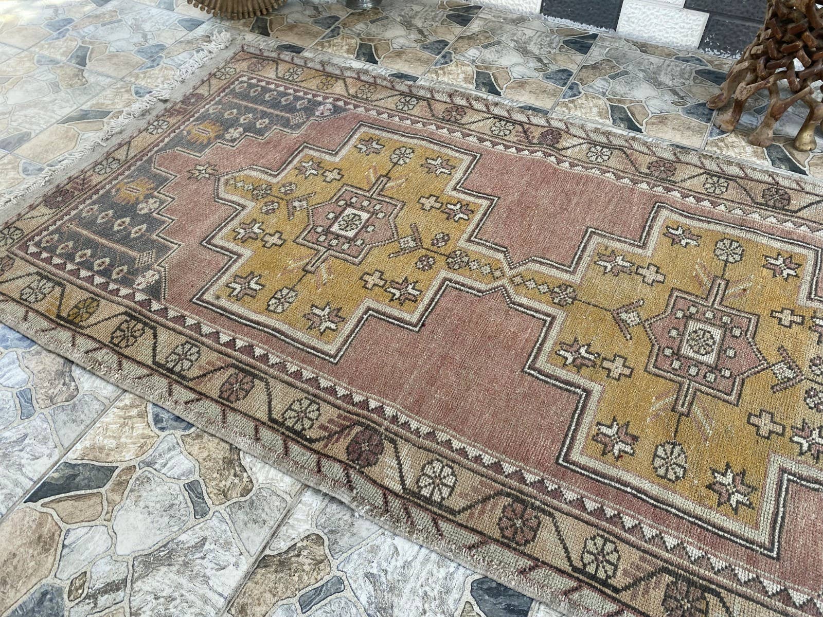 Oushak Rugs - Wholesale Area Rug - 1970 Turkish Vintage Handmade Wool Rug Geometric 4.5x8.8 ft9