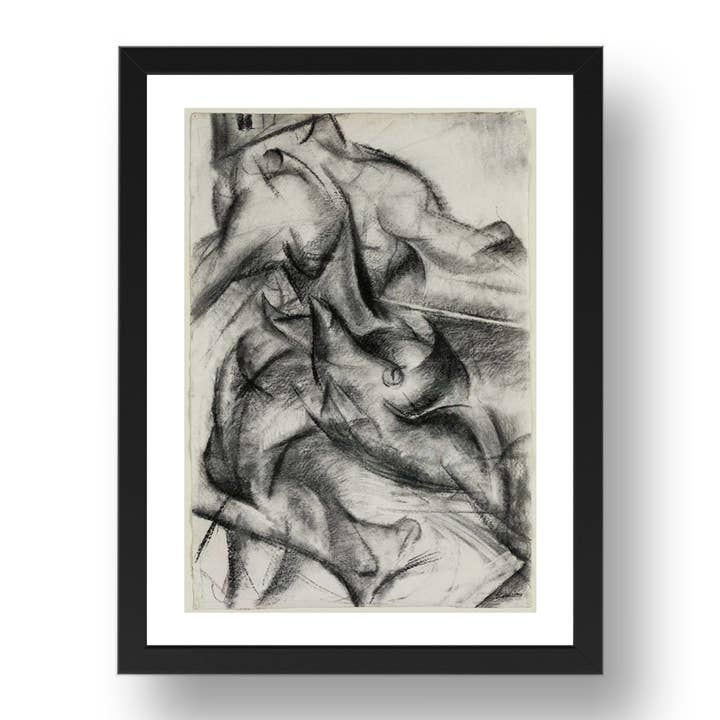 Umberto Boccioni: Muscular Dynamism, modernist artwork, A3 Size Reproduction Poster Print in 17x13" Black Frame for wholesale by PERIOD PRINTS