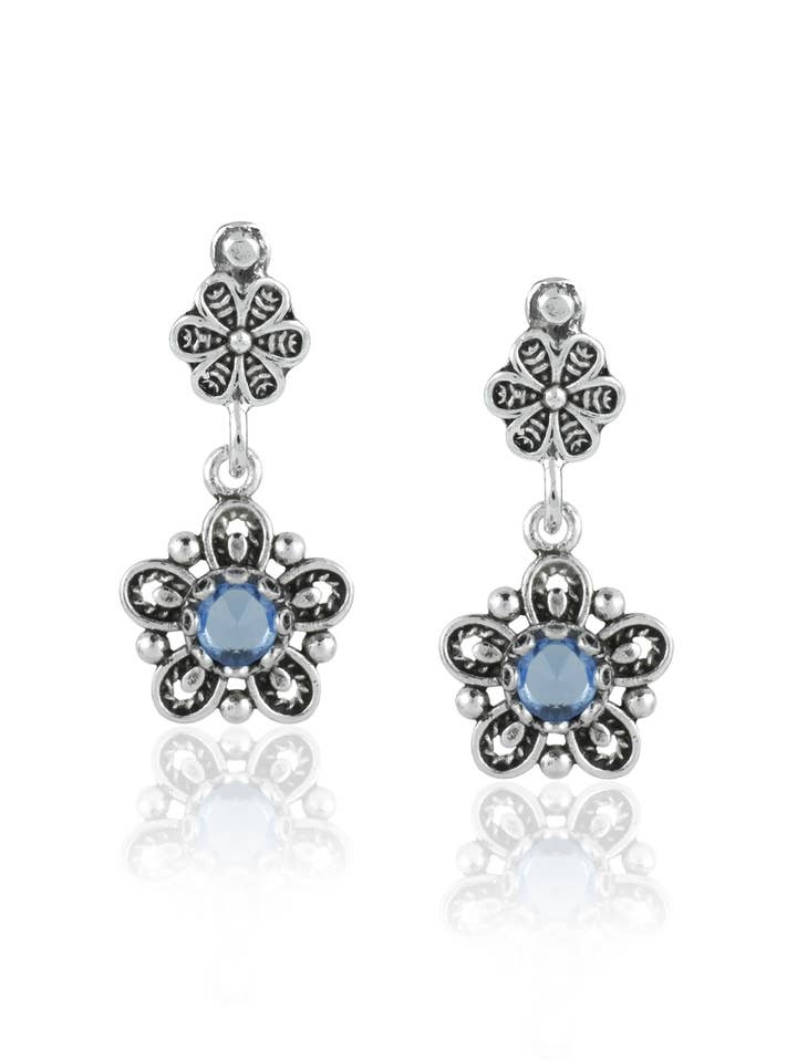 Sterling Silver Gemstone Women Star Stud Earrings for wholesale by Filigranist Jewelry