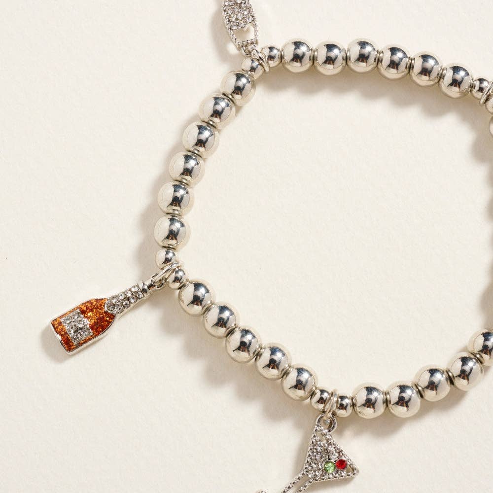 Designature New York - Wholesale Charm/Dangle Bracelet - Wine Rhinestone Charm Beaded Stretch Bracelet6