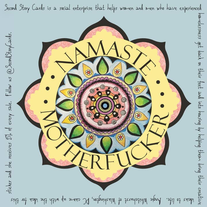 Namaste MF'er Sticker for wholesale by Second Story Cards