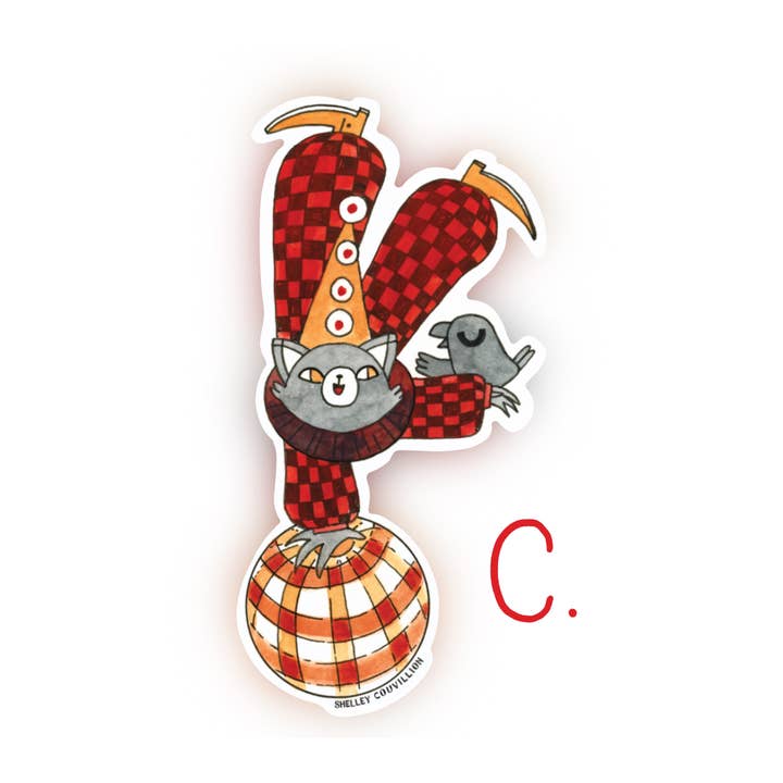 Jester Cat C Sticker Medieval Animal for wholesale by Shelley Couvillion