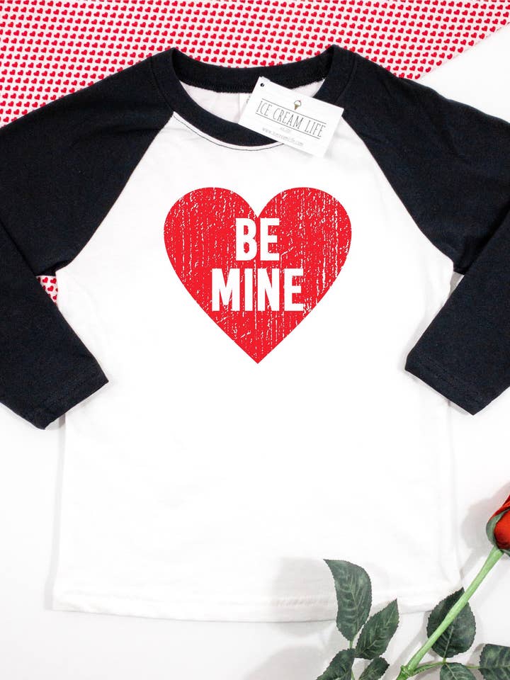 Ice Cream Life - Vendita all'ingrosso Maglietta serigrafata - Bambini - BE MINE HEART, CAMICIA PER SAN VALENTINO, PER BAMBINI E BAMBINE0