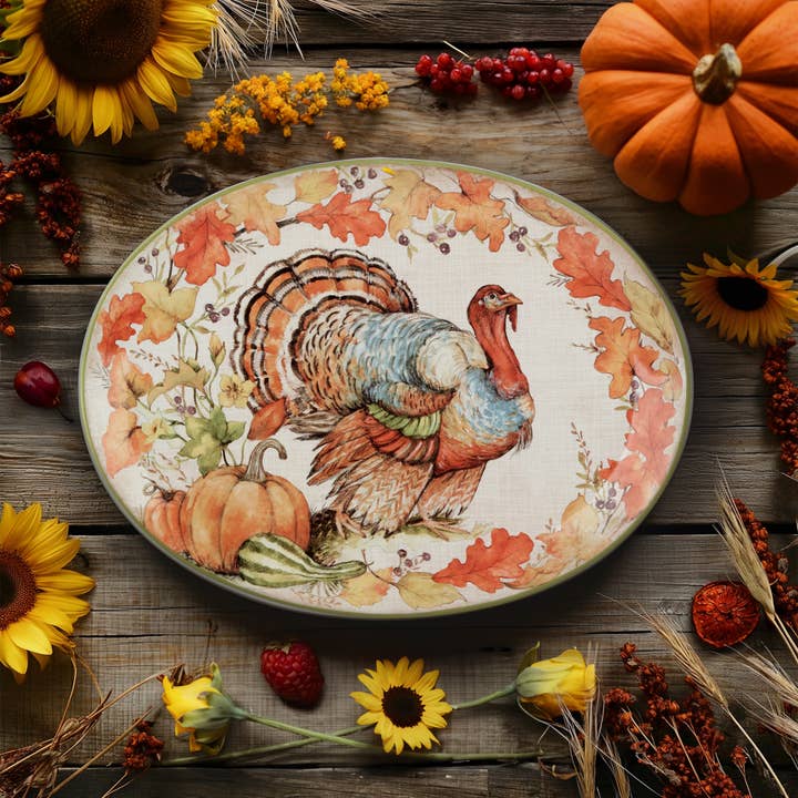 Certified International - Wholesale Platter - Autumn Harvest Breeze Oval Turkey Platter 16in x 12in1