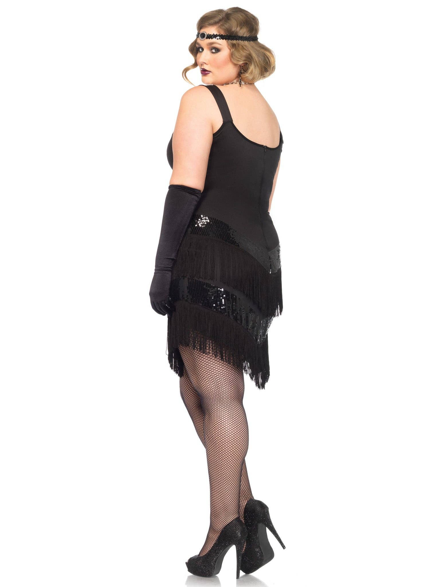 Black Silver Plus Glamour Flapper Costume for wholesale on Faire3