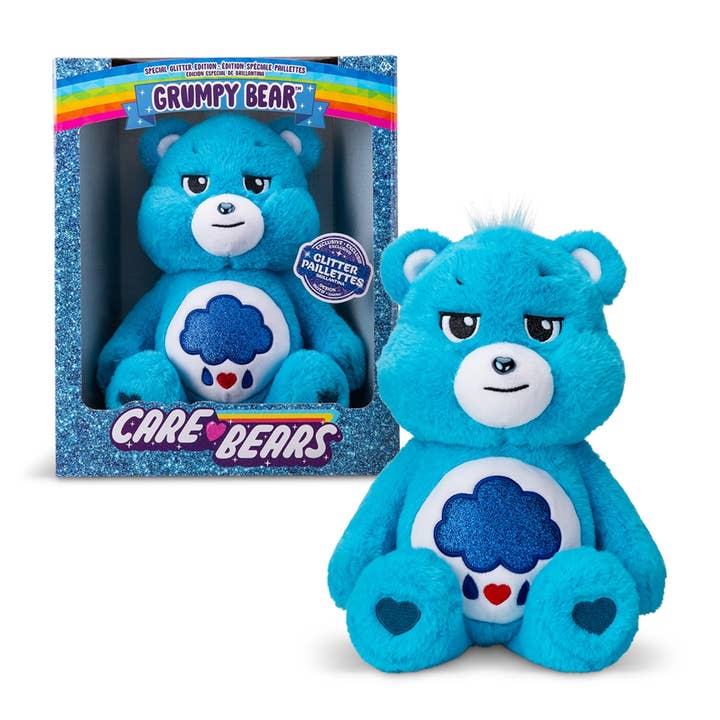 Care Bears Medium Glitter Belly Plush - Grumpy Bear for wholesale by Basic Fun! UK