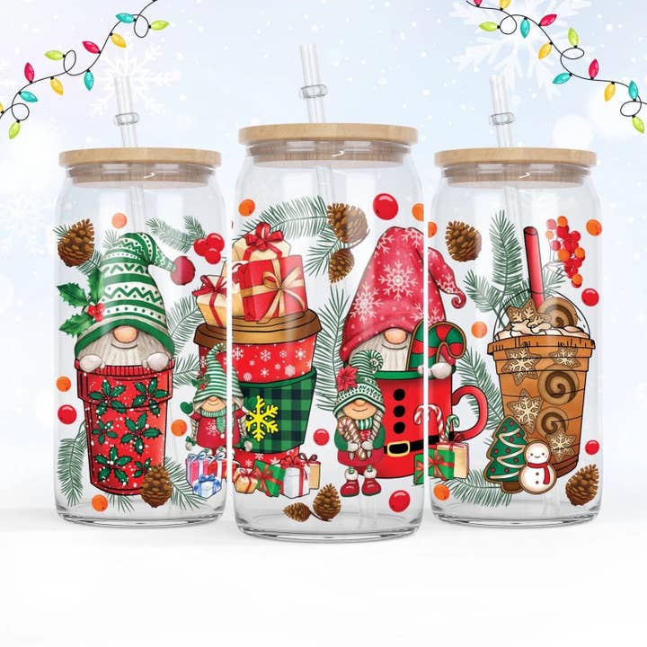 Christmas Coffee Gnome Sublimation Transfer for Cups #2 for wholesale by Hatch & Hug