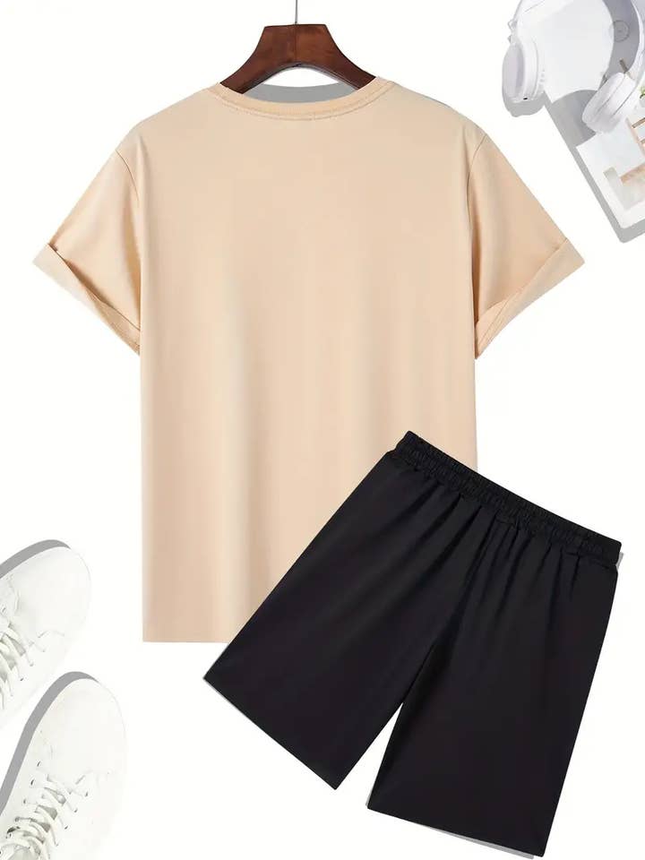 Lucky Avocado - Wholesale Top & Short Set (NOT Loungewear) - Men's - Men's Outfit Set, "Never Give Up" Graphic Tee & Shorts1