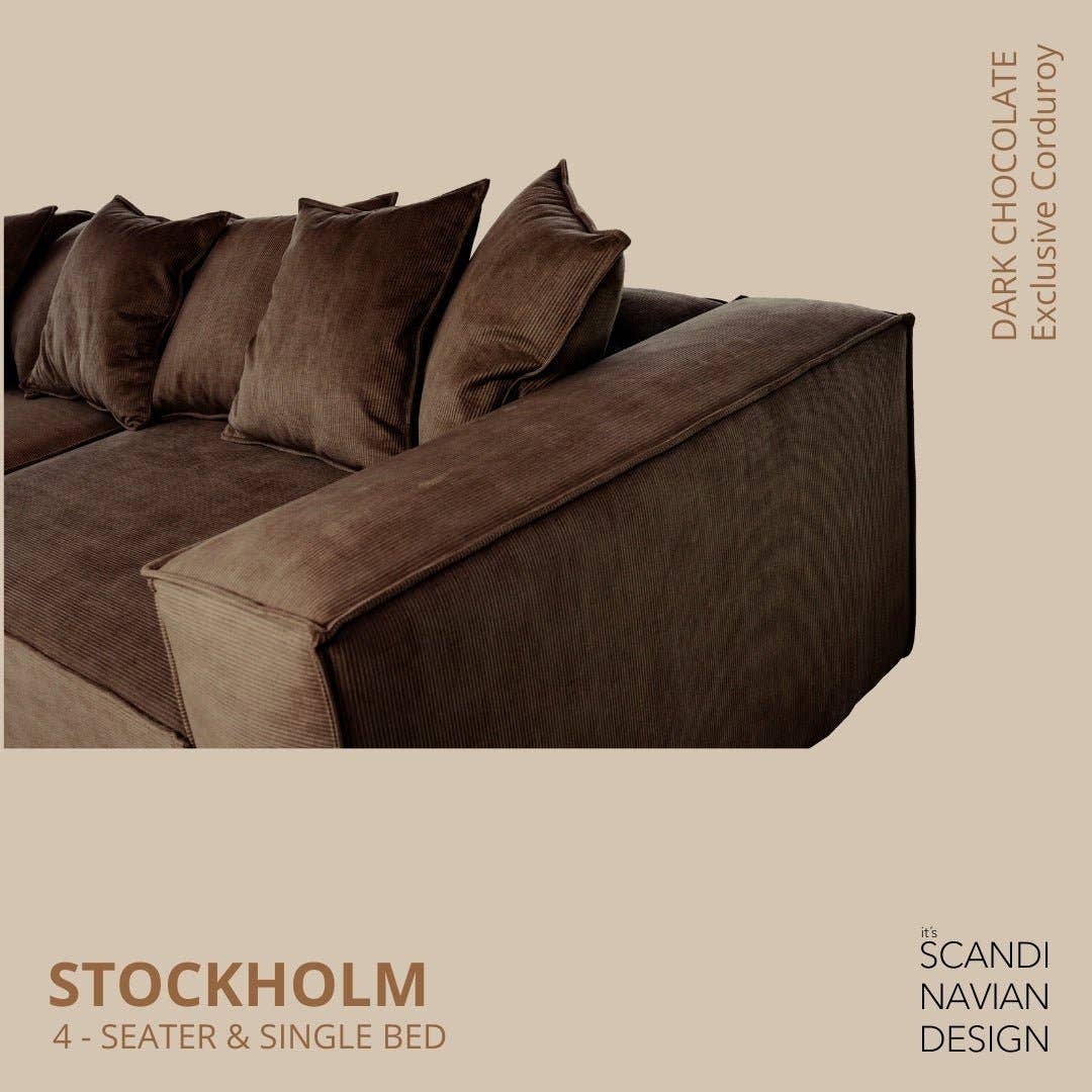 Stockholm 4-seater sofa/single bed Exclusive Corduroy Dark Chocolate removable & washable cover for wholesale on Faire14