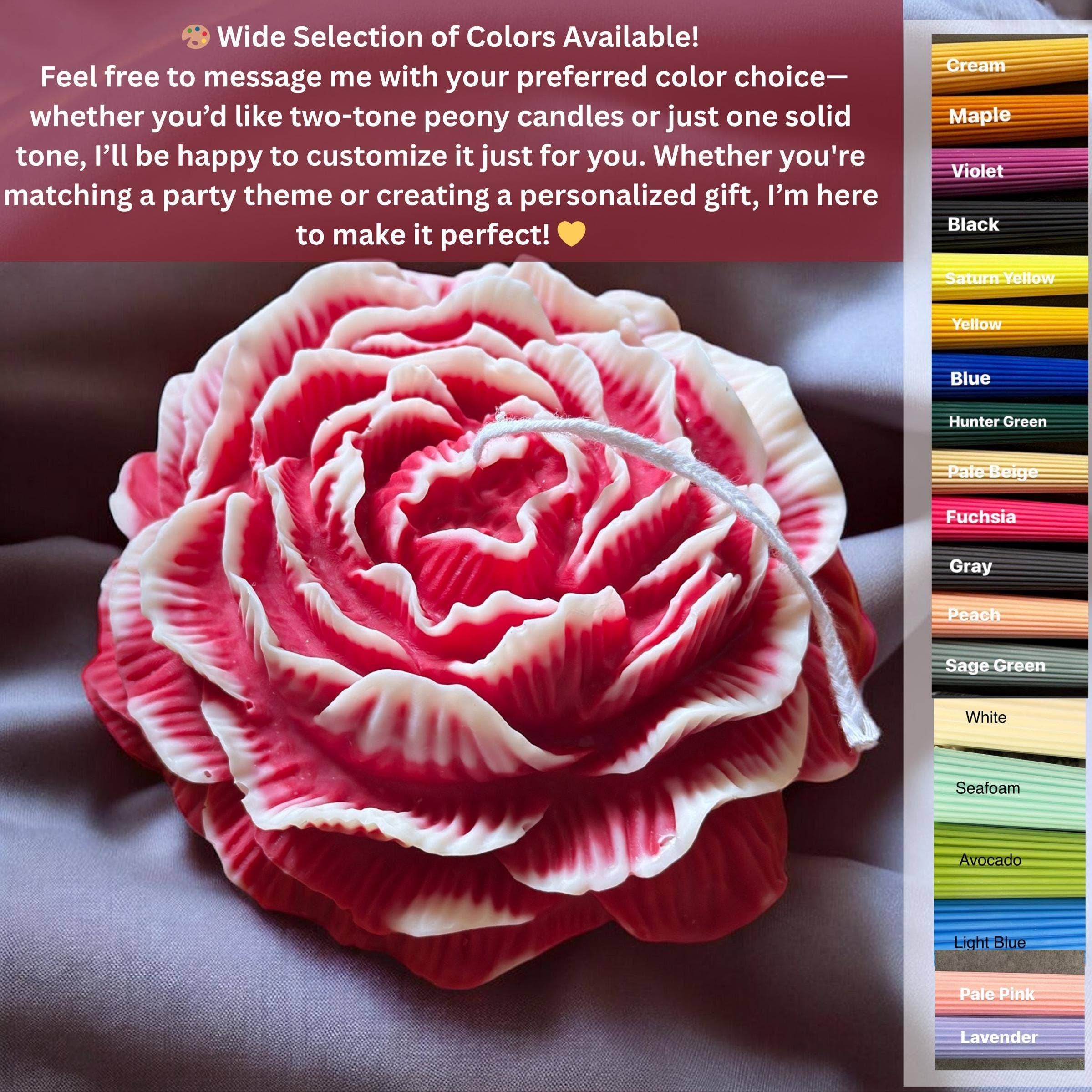 Karly’s Candles - Wholesale Novelty Candle - Peony Flower Candle Favor: Soy Wax, Wedding & Shower Gift6