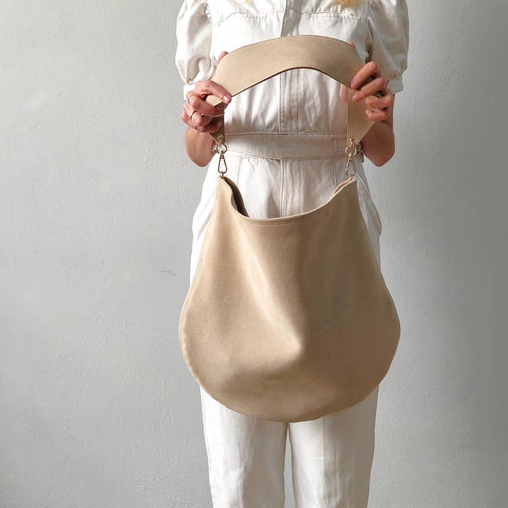 ANA KOUTSI - Wholesale Shoulder Bag - Women's - Anna soft suede bag in beige5