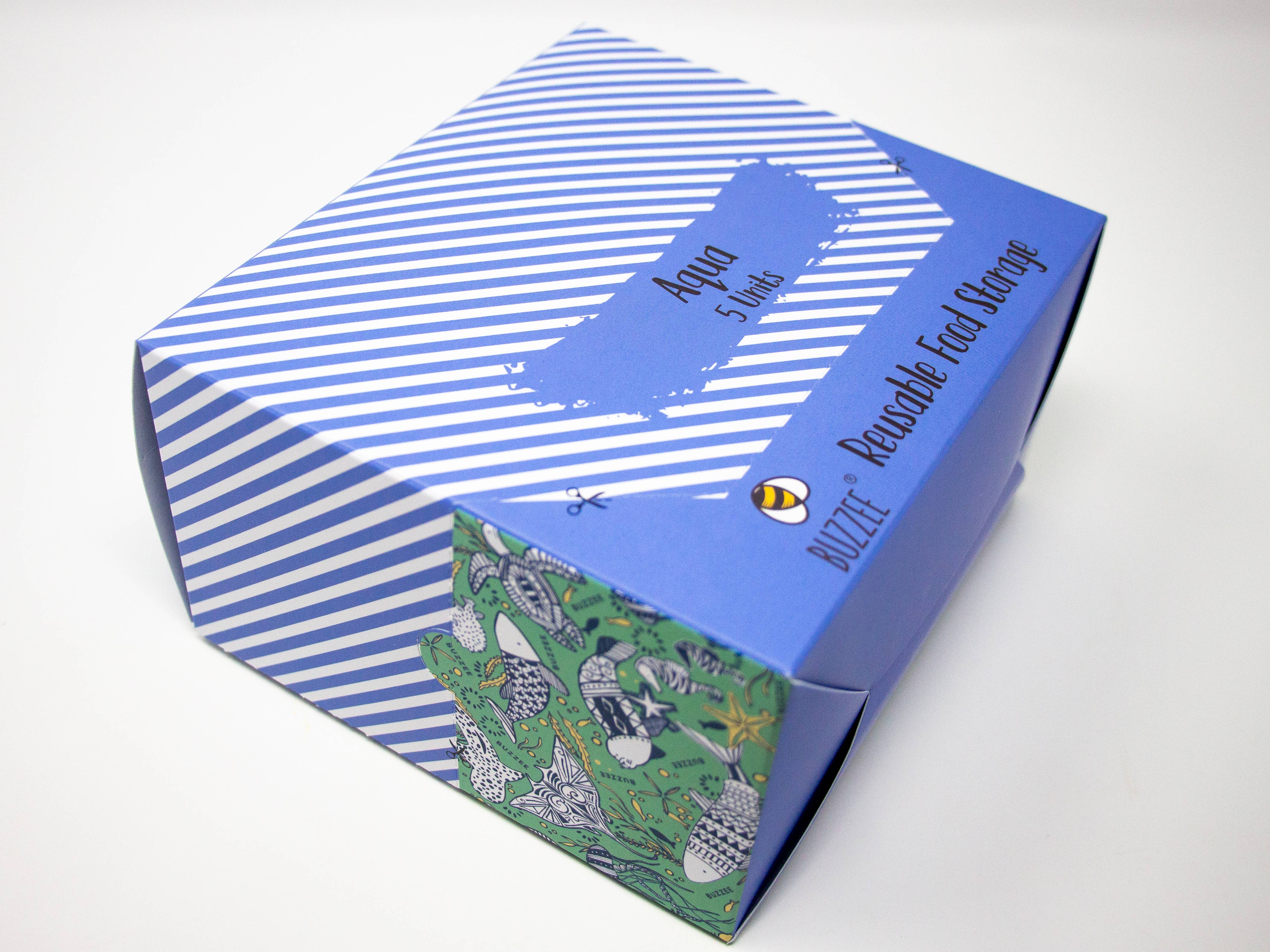 Buzzee - Vendita all'ingrosso Involucro/sacchetto per alimenti - Involucri alimentari riutilizzabili in cera d'api AQUA - 4 confezioni8