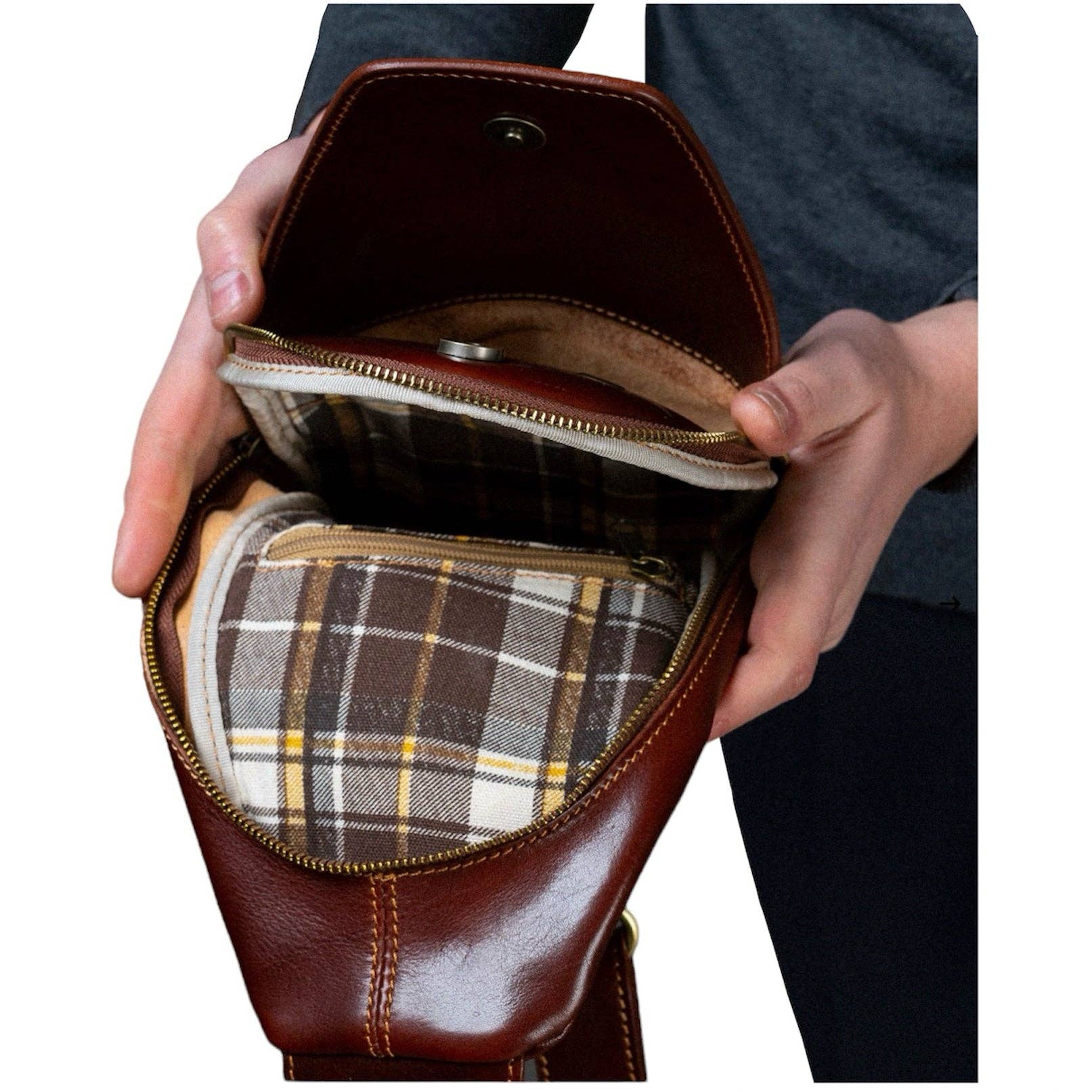 MODARNO - Wholesale Messenger Bag - Men's - Modarno Men's Genuine Leather Bag Marsupio One-Shoulder Jump3