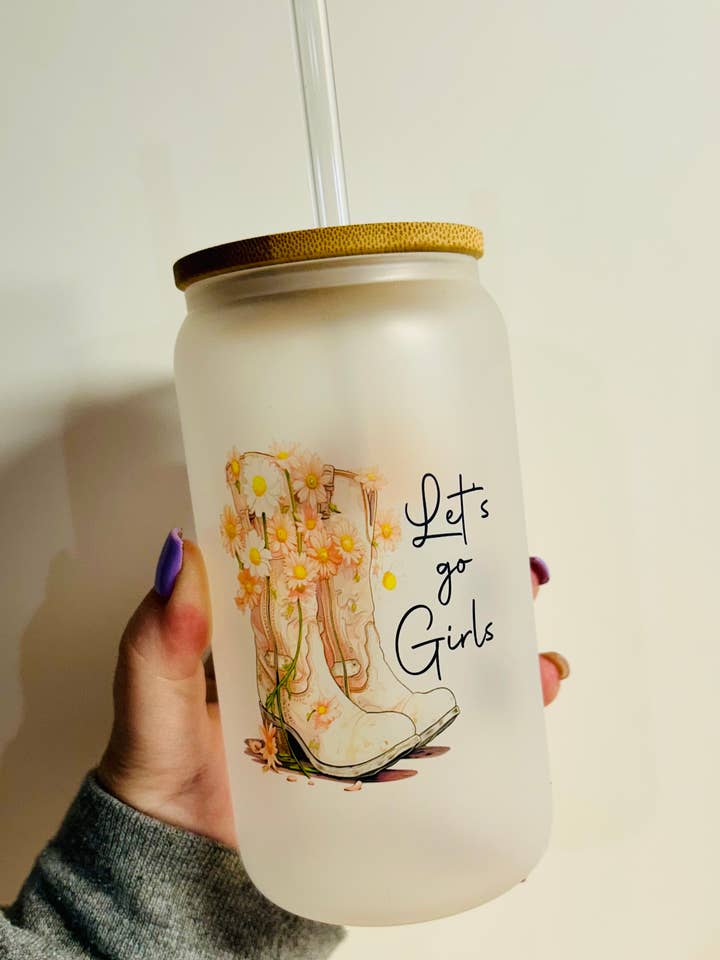 Andiamo ragazze bicchiere di vetro satinato per la vendita all'ingrosso da parte di HBT Custom Creations