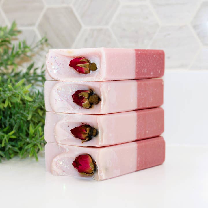Baba Yaga Designs LLC - Wholesale Bar Soap - Fresh Cut Roses Soap Bar, Vegan Natural Skin Care Valentine