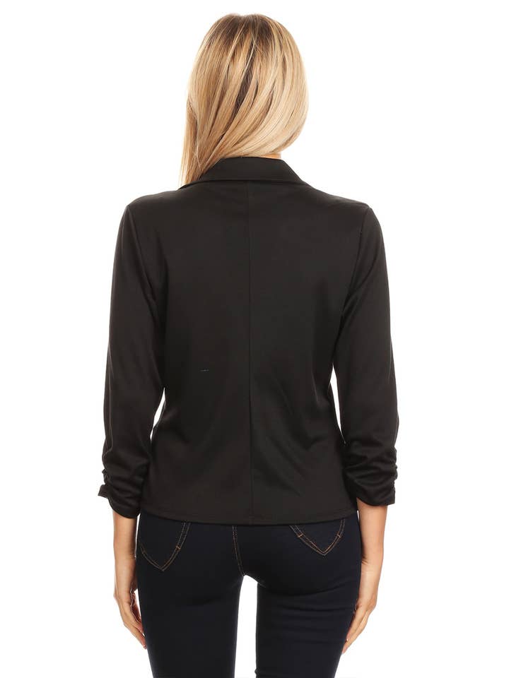 MOA COLLECTION - Venta al por mayor Blazer - Mujer - Blazer largo hasta la cintura con cierre de un botón para mujer (paquete abierto)3