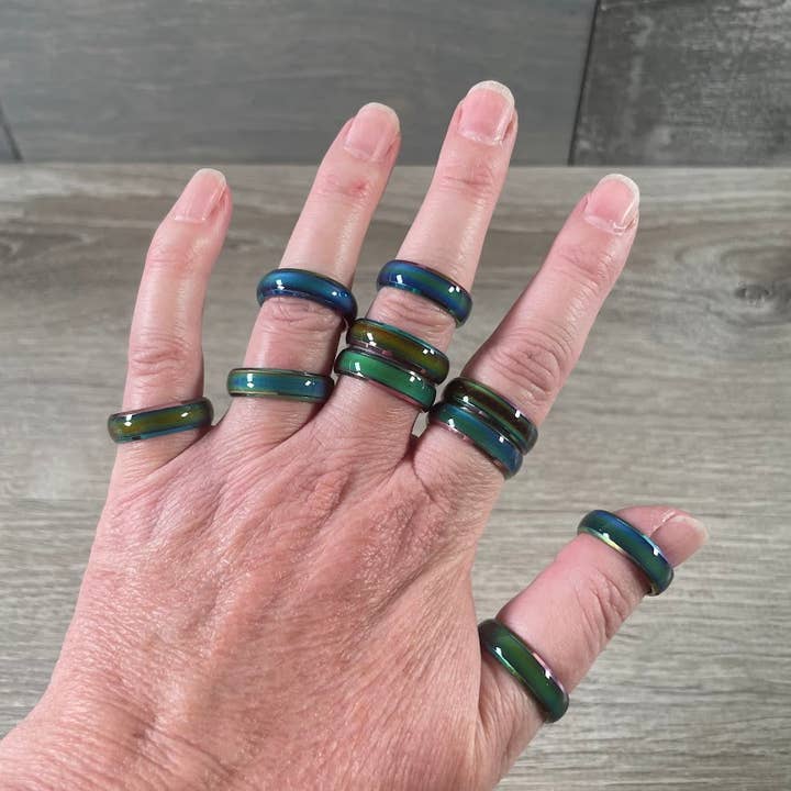 Keystone Crystals - Wholesale Band/Stacked Ring - Stainless Steel Ring Mood Changing7