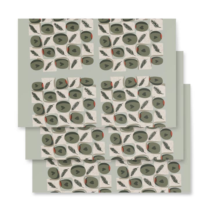 Olives & Cheese Wrapping paper sheets for wholesale by Wishbrush