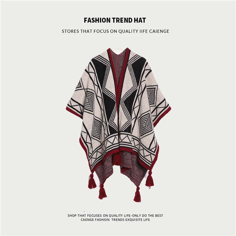 SueSilkHK – wholesale Cape – Women's – Ethnic Style Women's Shawl, Thickened Cape Coat for Autumn and Winter, Travel Photography Split Cloak19