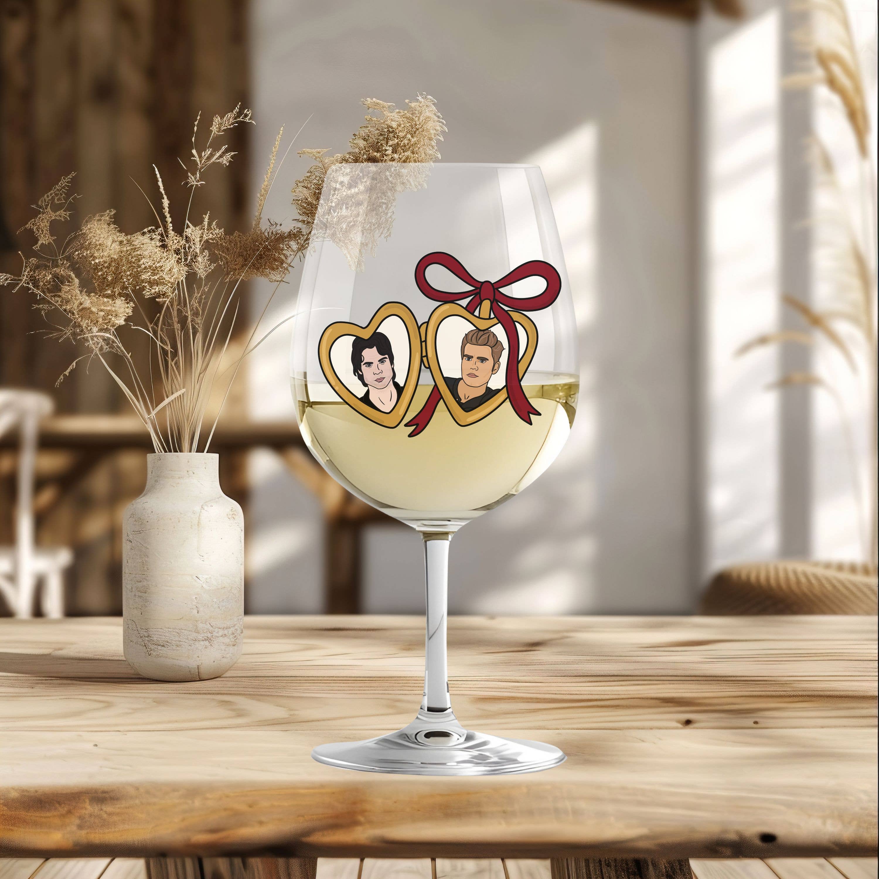 Nearly June Design Co - Wholesale Wine Glass - The Vampire Diaries Salvatore Brothers Locket Wine Glass7
