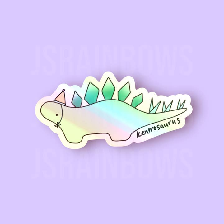 Disco Dinos, Kentrosaurus - Holographic Die Cut Sticker for wholesale by J’s Rainbows