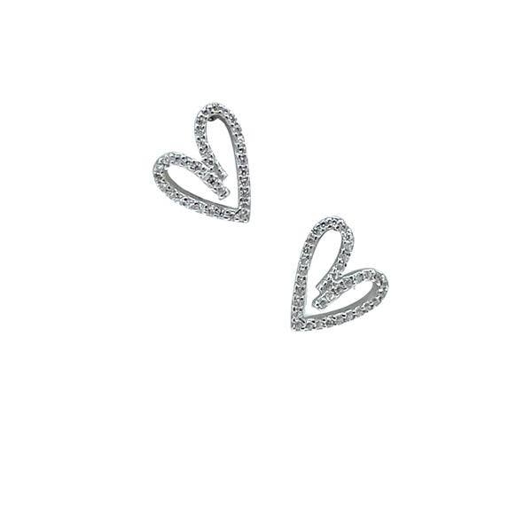 Heart Studs: Open heart Micro Pave: Sterling or Gold Vermeil for wholesale by Athena Designs