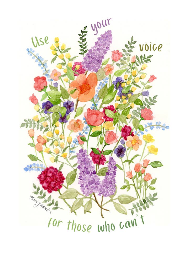 Impression Giclée Florale Aquarelle "Utilisez Votre Voix" pour la vente par Beauty Is Inside