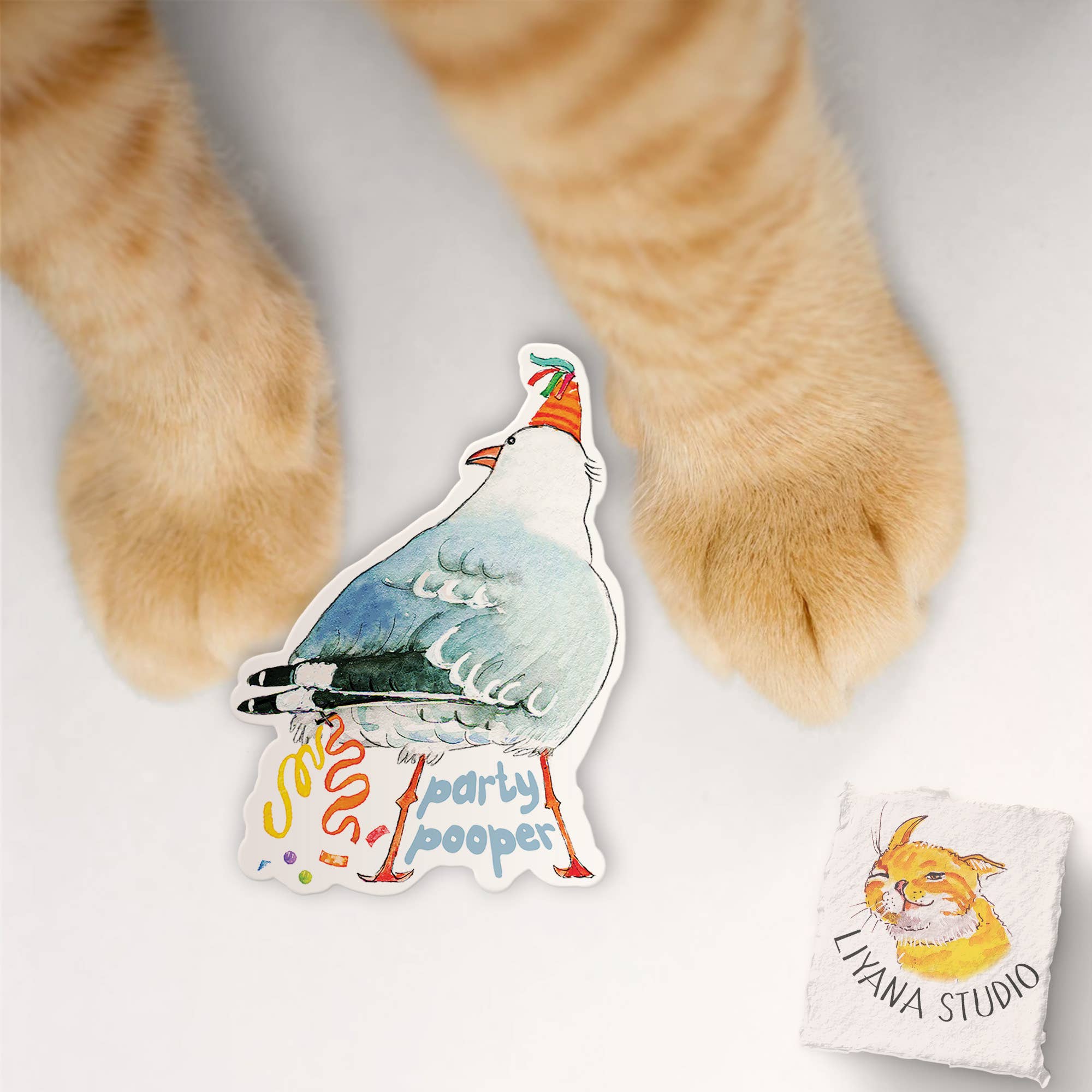 Liyana Studio - Vente Autocollant - Party Pooper Seagull - Autocollant drôle en vinyle2