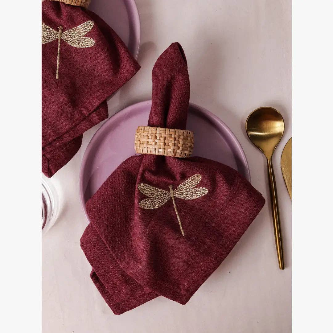 Casa Amarosa - Wholesale Napkin Ring - Rattan Napkin Ring, Dia 2 Inches (Set of 4)1