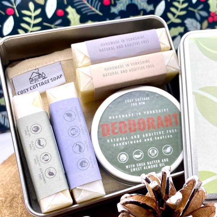 Eco-Conscious Treat Tin for Men for wholesale by Cosy Cottage Soap