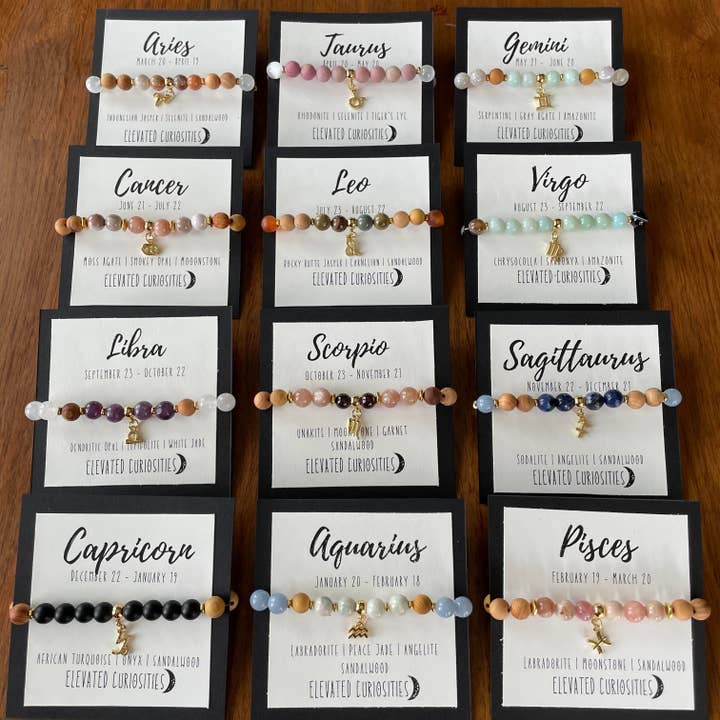 Conjunto de Pulseras Zodiacales para venta al por mayor de Elevated Curiosities