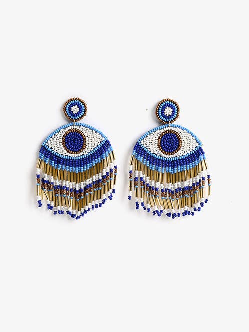 Grecian Nights Evil Eye Earrings for wholesale by America & Beyond
