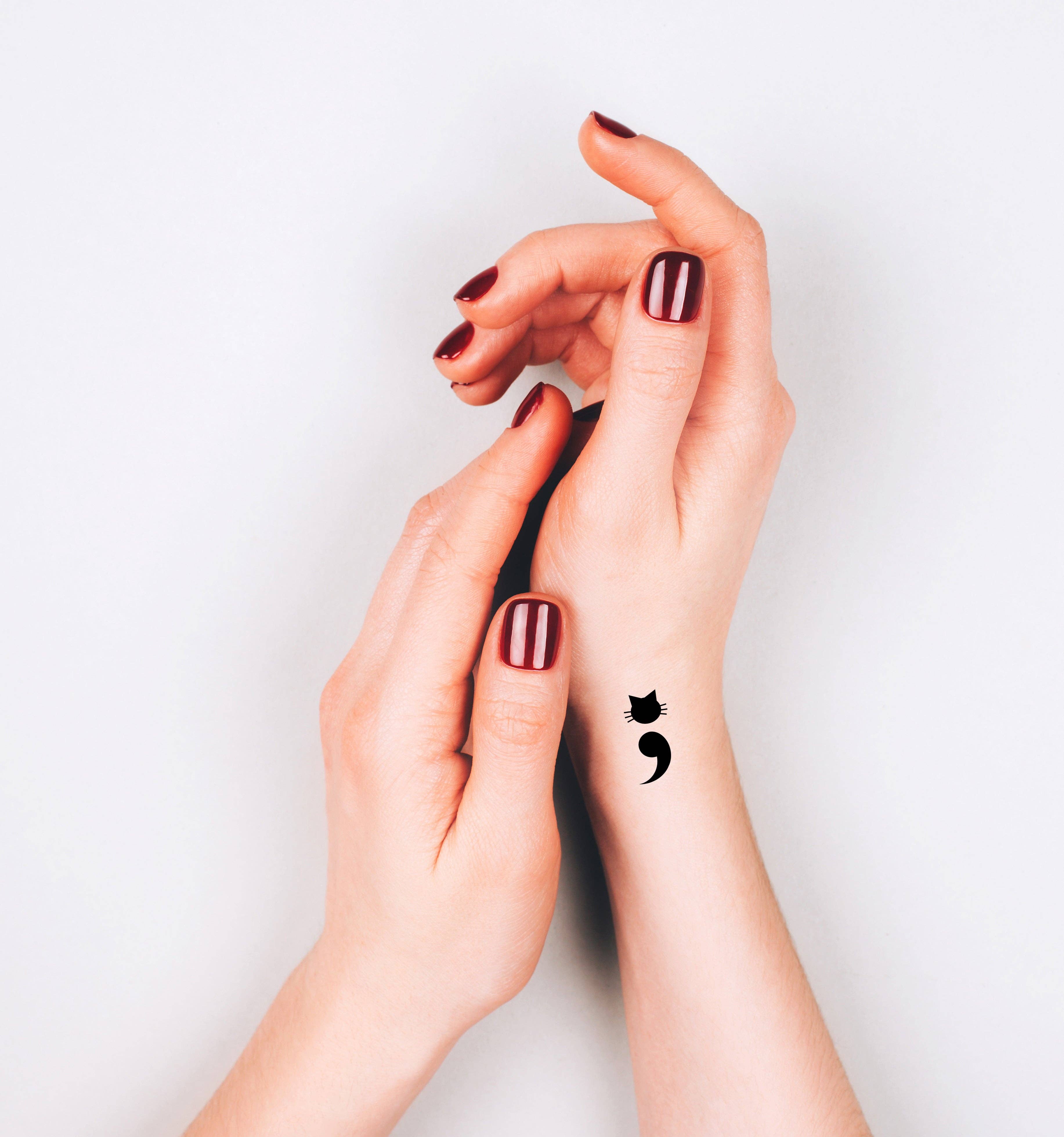 encredelicate - Wholesale Temporary Tattoo - Temporary cat semicolon tattoo (lot of0