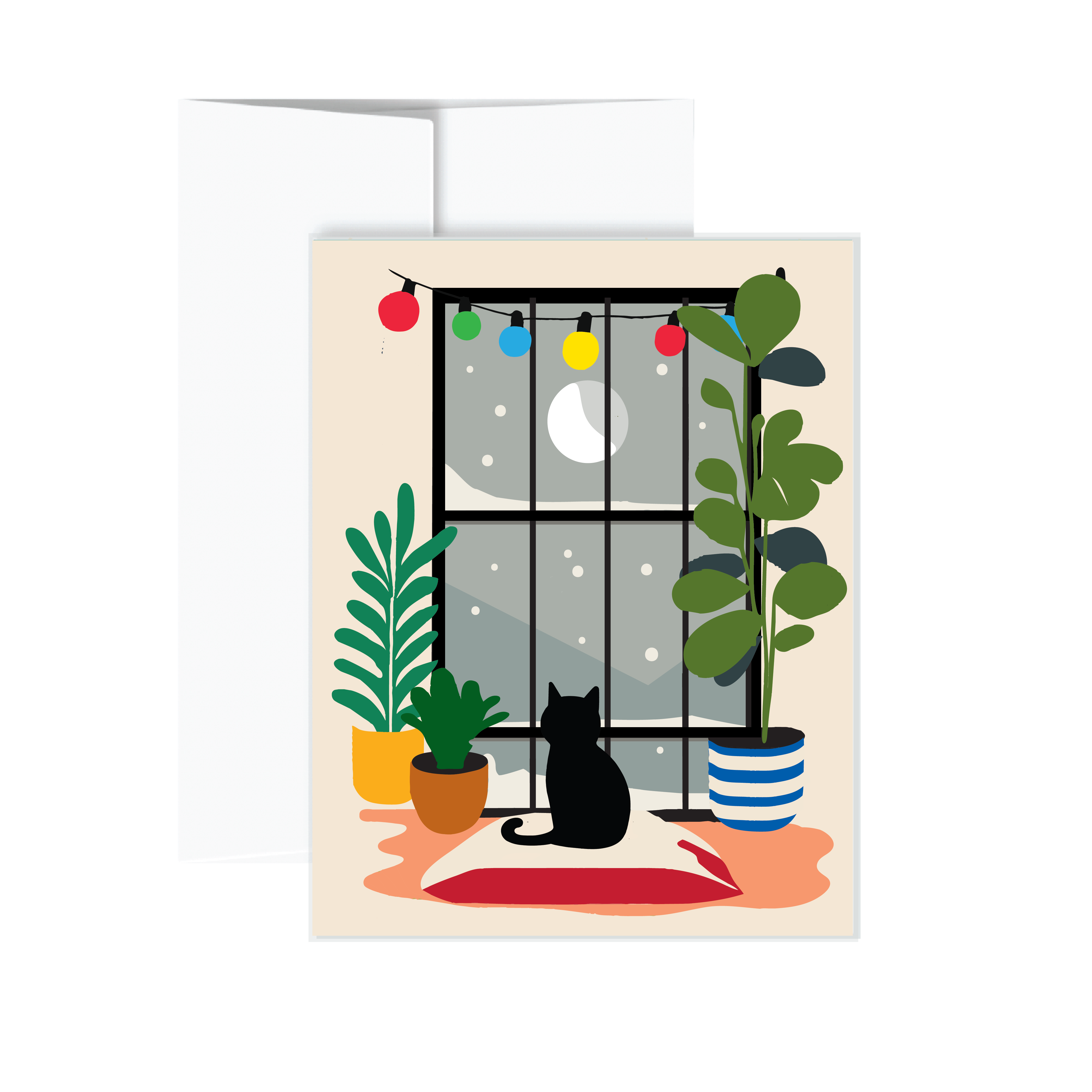 All Very Goods - Wholesale Season's Greetings Card - Holiday Card - Window Cat (Watching the Snow)0