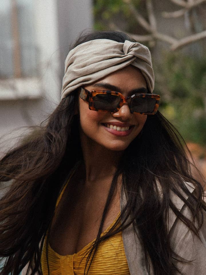 Linnen naturel tulband maxi voor wholesale door Looks by Luks