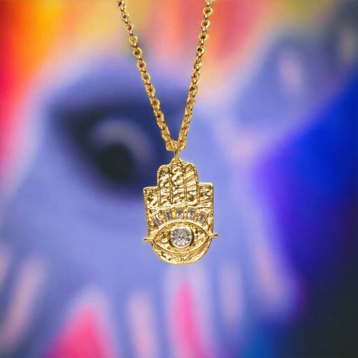 Varen # RS-37625A - Forgyldt Hamsa vedhæng for engroshandel hos The Ancient Bazaar Jewelry & Accessories