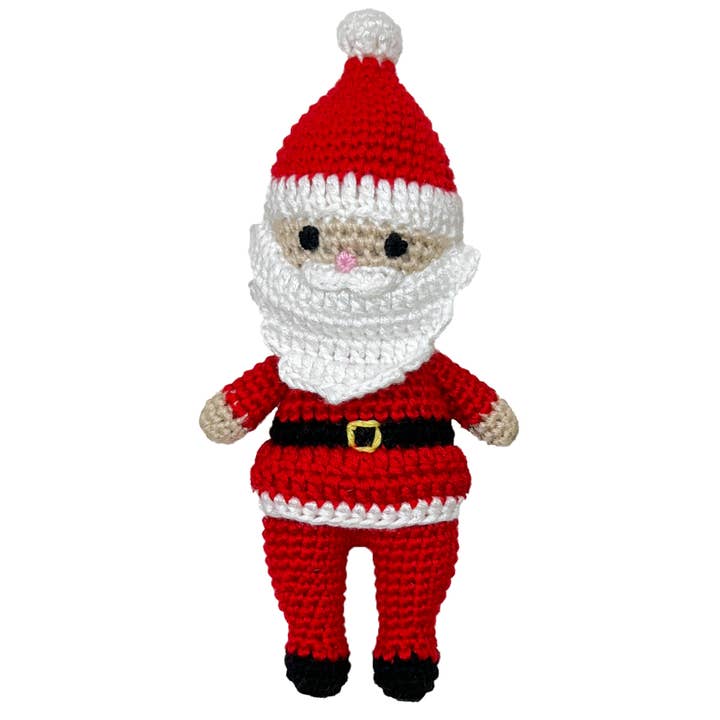Santa Bamboo Crochet Rattle for wholesale by Petit Ami & Zubels