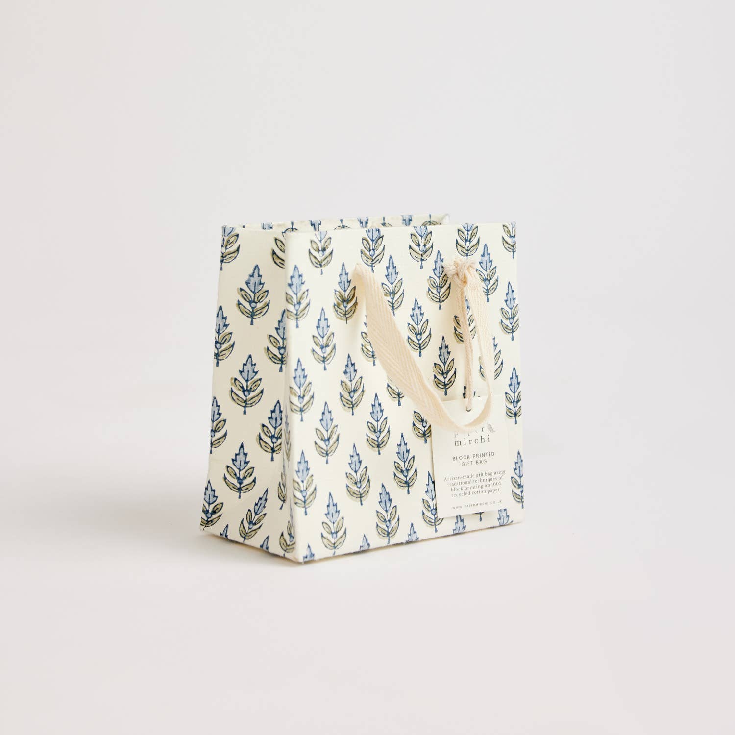 Paper Mirchi - Wholesale Gift Bag - Hand Block Printed Gift Bags (Small) - Blue Stone3