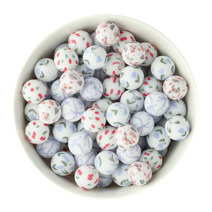 Spring Silicone Print Beads for wholesale by Cara & Co Silicone Craft Supply