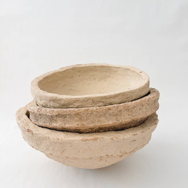 Sandstone & Sage - Wholesale Decorative Plate/Dish/Bowl - Primitive Antique Paper Mache Bowls
