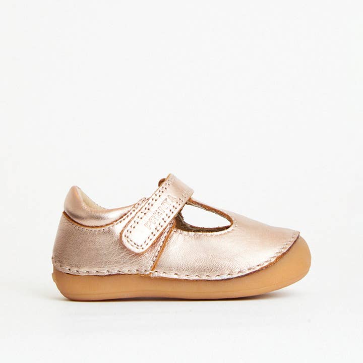 Zapato de primer paso Atlas metálico en oro rosa para venta al por mayor de PRENTA Shoes