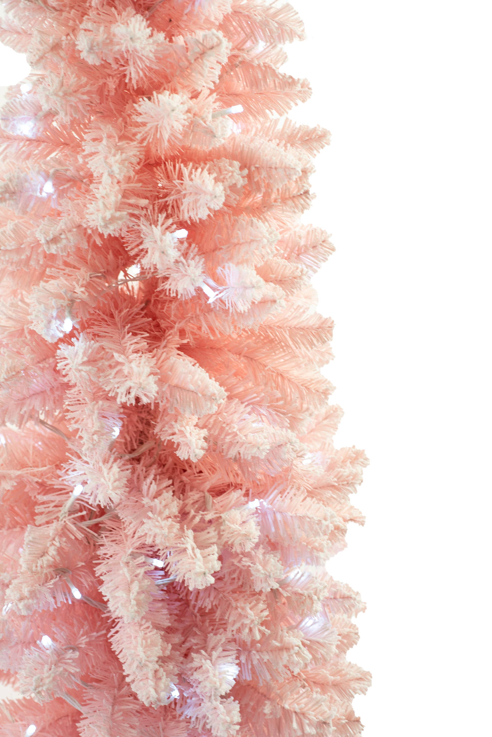 Starlight Collection - Wholesale Artificial Christmas Tree - Pink LED Spruce-Needle Christmas Pencil Tree with Snowy Tips1