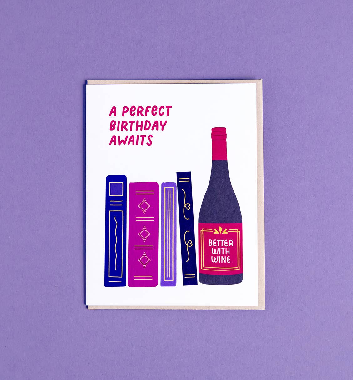 Graphic Anthology Greeting Cards - Vente Cartes d'anniversaire - Carte d'anniversaire parfaite Livres & Vin | Mieux avec du vin2