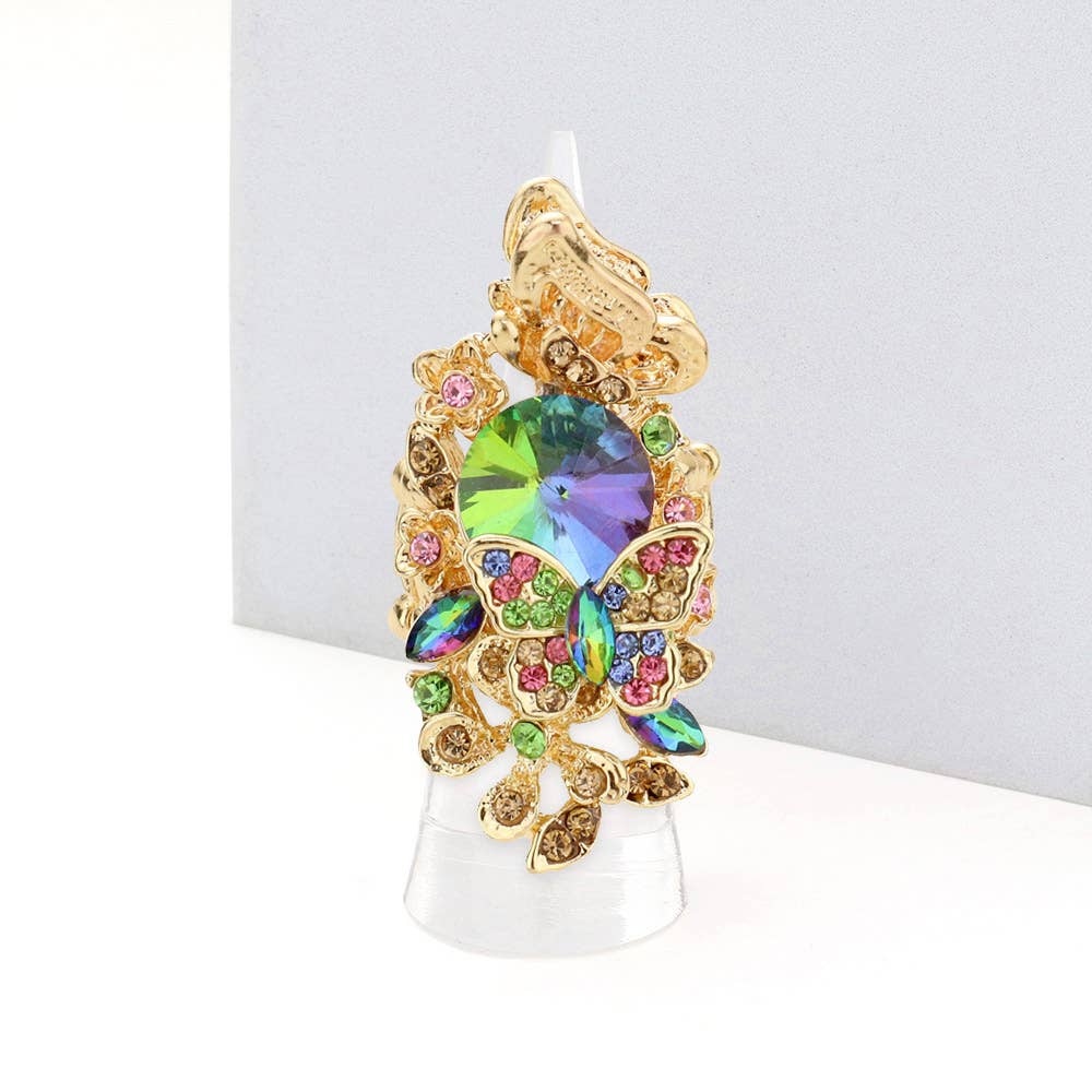 Sensibling Corp. - Wholesale Cocktail/Statement Ring - Crystal Pave Floral Butterfly Stretch Ring8