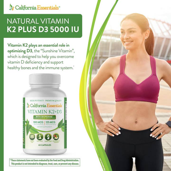 California Essentials - Wholesale Oral supplement/vitamin - Vitamin K2 + D3 with Calcium for Bone & Muscle Health6